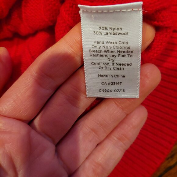 Talbots Small Supersoft Cable Knit Red Crewneck Sweater - Picture 9 of 9